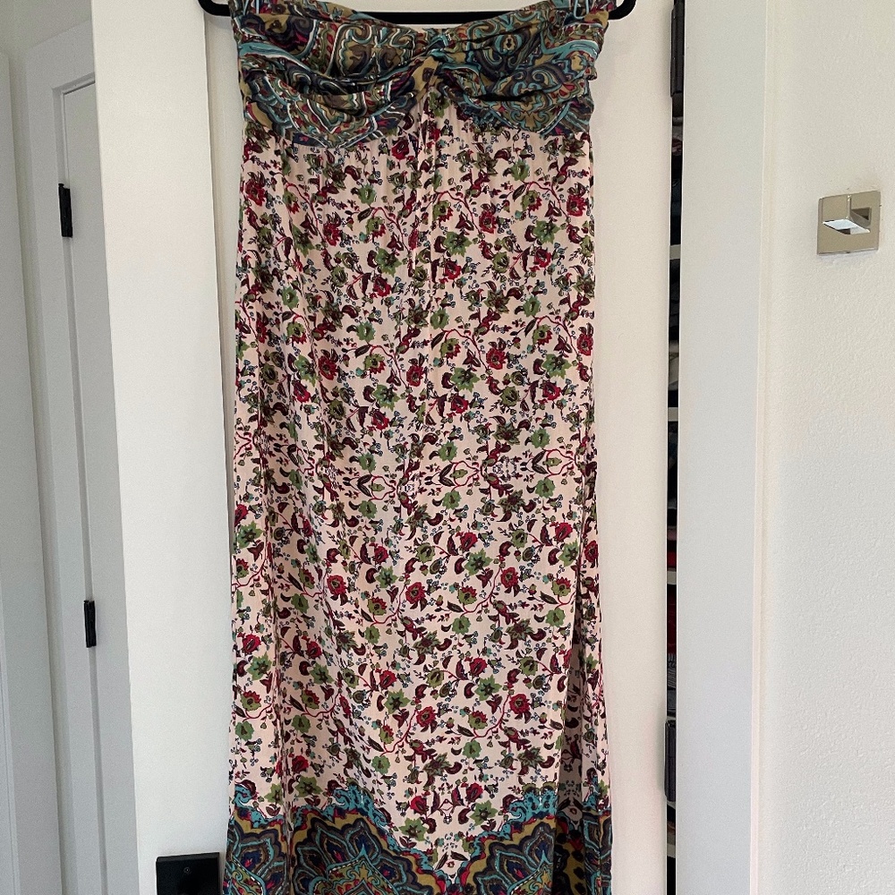Angie Strapless BoHo Maxi Dress, Size M